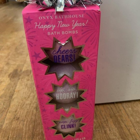 ONYX BATHHOUSE Happy New Year! BATH BOMBS - 3 Pack Gift Package 4oz Each - Picture 3 of 5